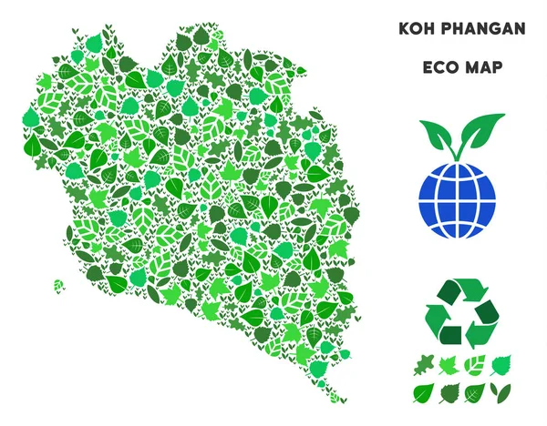 Vektör yaprak yeşil kompozisyon Koh Samui Tayland ada Haritası