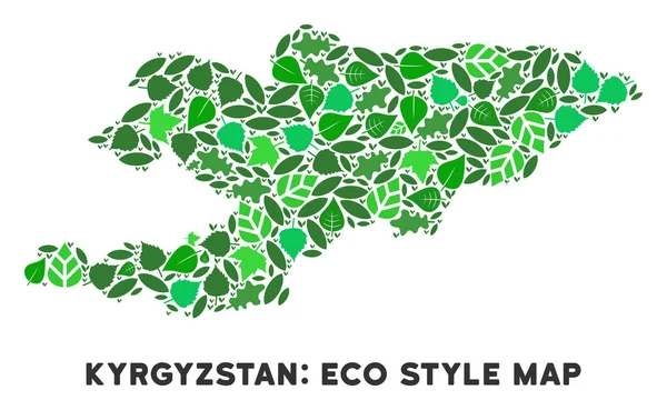 Vektör yaprak yeşil kolaj Kırgızistan Haritası