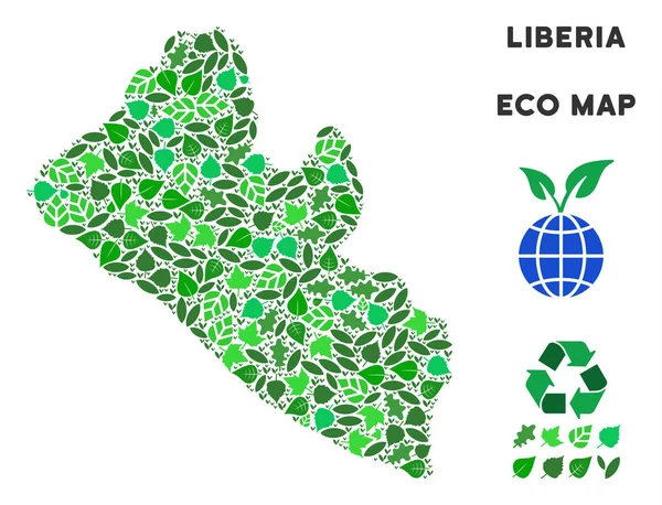 Vektör ekoloji yeşil kompozisyon Liberya Haritası