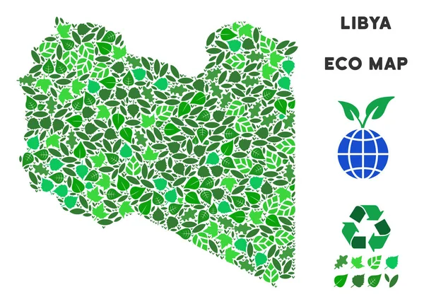 Vector ecologie groene mozaïek Libië kaart — Stockvector