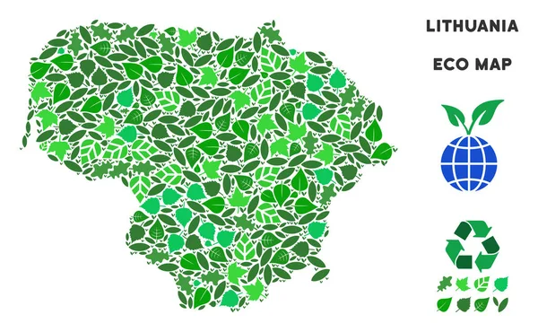 Vektör eko yeşil mozaik Litvanya Haritası