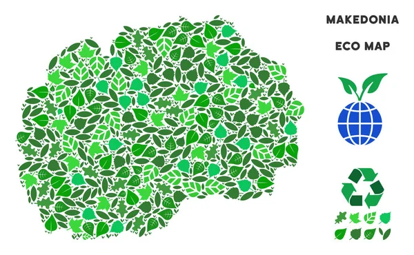 Vektör yaprak yeşil kompozisyon Makedonia harita