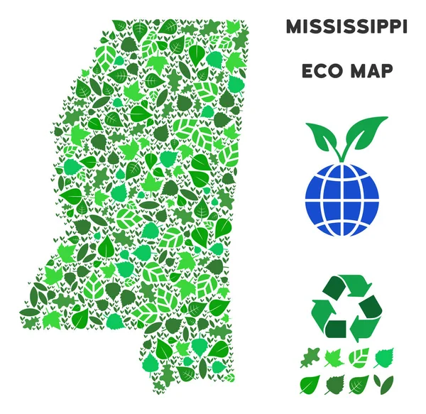Vektör eko yeşil mozaik Mississippi devlet harita