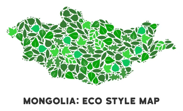 Vektör eko yeşil mozaik Moğolistan haritası