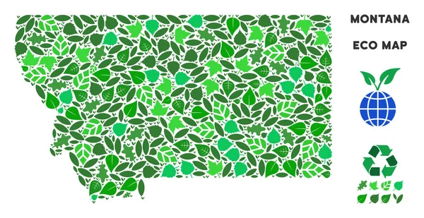 Vektör yaprak yeşil mozaik Montana Eyaleti harita