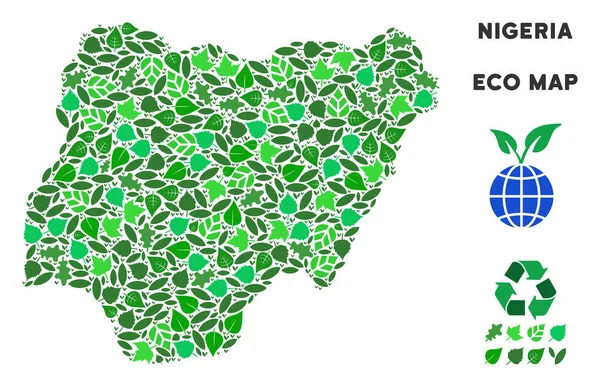 Vektör eko yeşil kolaj Nijerya Haritası