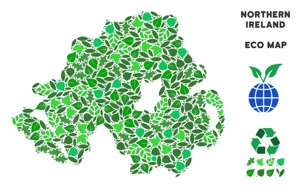 Vektör eko yeşil mozaik Kuzey İrlanda Haritası