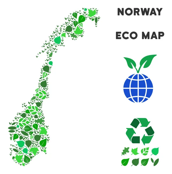 Vektör eko yeşil mozaik Norveç Haritası
