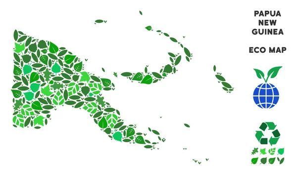 Vektör eko yeşil mozaik Papua Yeni Gine Haritası