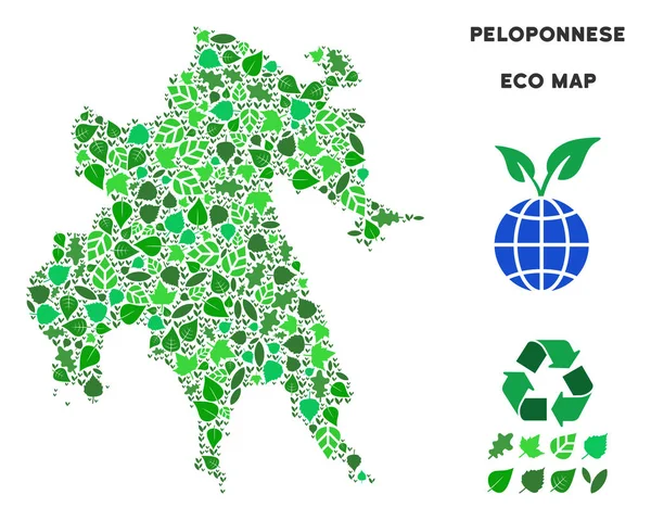 Vektör eko yeşil kolaj Mora Yarımadası Haritası