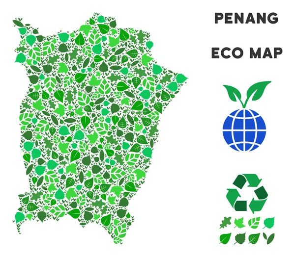 Vektör eko yeşil kolaj Penang Adası Haritası