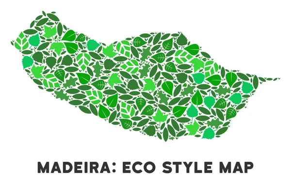 Vektör eko yeşil kolaj Portekiz Madeira Adası Haritası