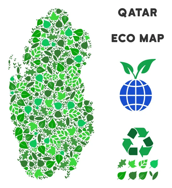 Vektör ekoloji yeşil kolaj Katar harita