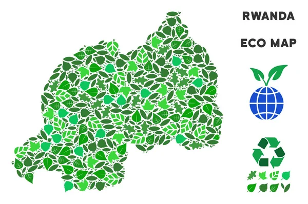 Vector ecologie groene Collage Rwanda kaart — Stockvector