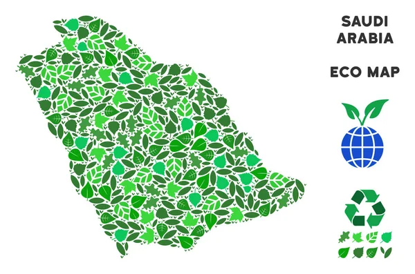 ベクトル生態緑モザイク サウジ アラビア マップ — ストックベクタ
