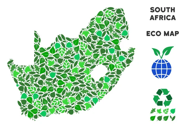 Vektör yaprak yeşil mozaik Güney Afrika Cumhuriyeti harita