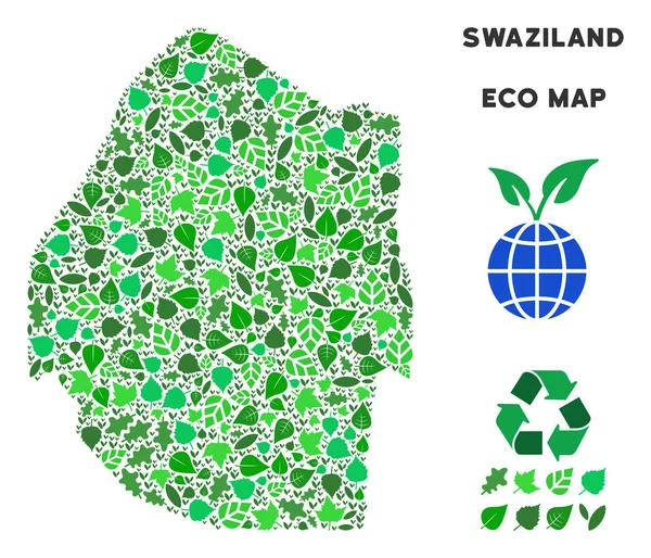 Vektör eko yeşil mozaik Svaziland Haritası