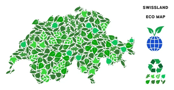 Vektör ekoloji yeşil kompozisyon Swissland harita