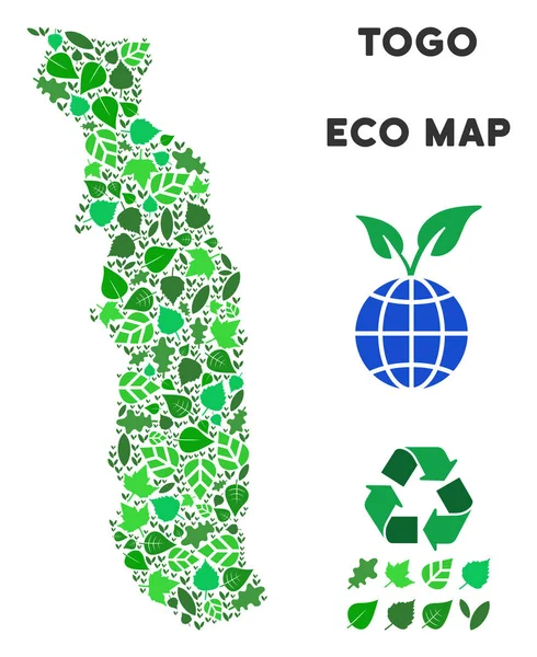 Vektör yaprak yeşil kompozisyon Togo Haritası