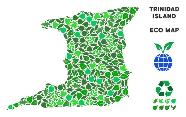 Vektör eko yeşil kolaj Trinidad ada Haritası