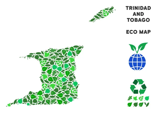 Vector Eco groen mozaïek Trinidad en Tobago kaart — Stockvector