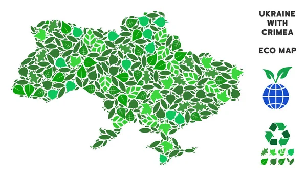 Vektör eko yeşil kompozisyon Ukrayna haritası Crimea ile