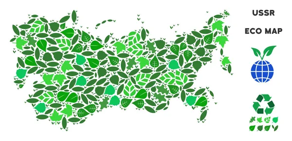 Vektör eko yeşil mozaik SSCB Haritası