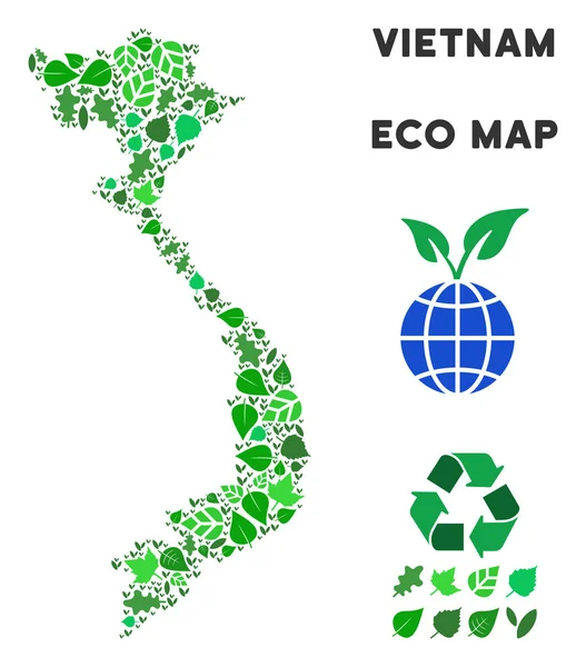 Vektör eko yeşil mozaik Vietnam Haritası