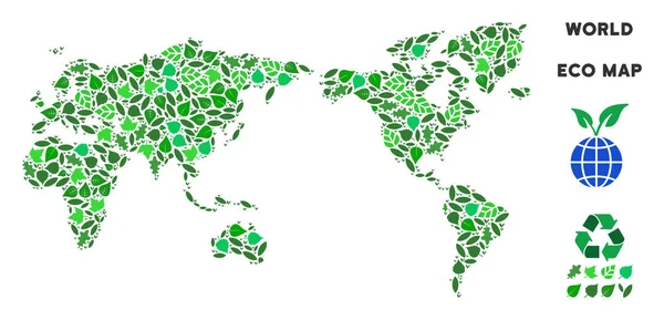 Vektör yaprak yeşil kompozisyon Dünya Haritası