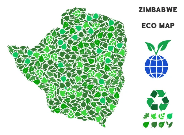 Vector ecologie groene samenstelling Zimbabwe kaart — Stockvector