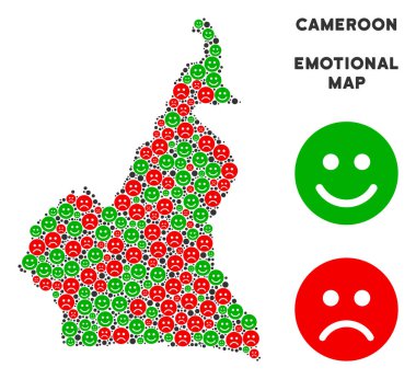 Vektör mutluluk Afrika Kamerun Haritası kolaj Emojis