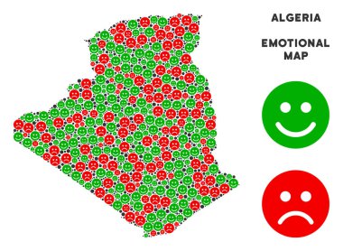 Vektör mutluluk Cezayir harita mozaik suratlar