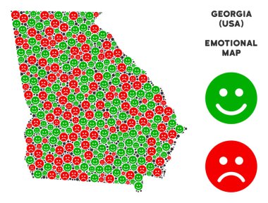 Vektör duygu Amerikan devlet Gürcistan harita mozaik suratlar