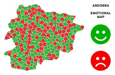 Vektör duygusal Andorra haritası kompozisyon suratlar