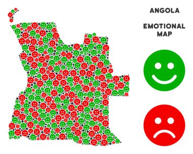 Vektör duygu Angola Haritası kolaj Emojis