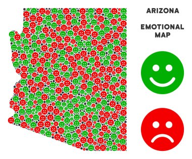 Vektör duygusal Arizona Devlet harita kompozisyon suratlar