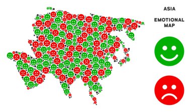 Vektör duygu Asya harita kolaj Emojis