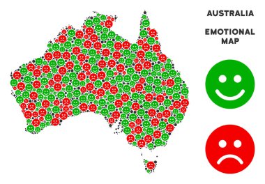 Vektör duygu Avustralya harita kolaj Emojis