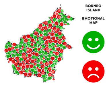 Emojis vektör mutluluk Borneo Adası harita mozaiği