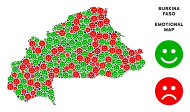 Vektör duygusal Burkina Faso Haritası kompozisyon suratlar
