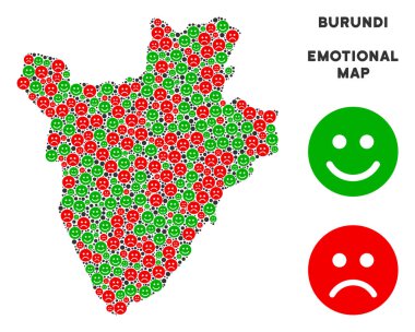 Vektör duygu Burundi Haritası kolaj Emojis