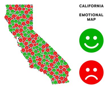 Vektör duygu California harita kolaj Emojis