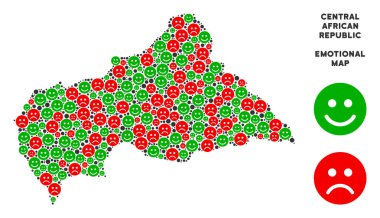 Vektör duygusal Orta Afrika Cumhuriyeti harita kompozisyon Emojis