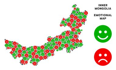 Vektör duygusal Çin İç Moğolistan haritası kompozisyon suratlar