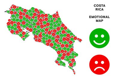 Vektör duygu Kosta Rika harita kolaj Emojis