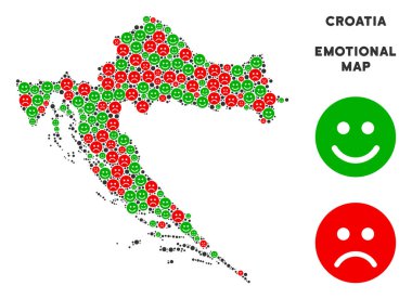 Vektör duygusal Hırvatistan harita kolaj Emojis