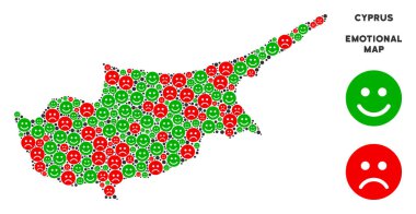 Vektör mutluluk Kıbrıs Adası harita kolaj suratlar