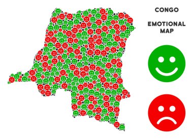 Emojis Kongo Cumhuriyeti harita kolaj vektör duygusal Demokratik Cumhuriyeti