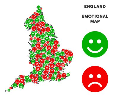 Vektör duygu İngiltere harita mozaik Emojis