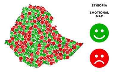 Vektör duygusal Etiyopya harita kompozisyon suratlar